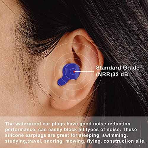 EXGOX 7 Pairs Silicone Ear Plugs for Sleeping Noise Cancelling Reusable Moldable Wax Earplugs for Swimming, Work, Airplane, SNR27dB(Dark Blue)