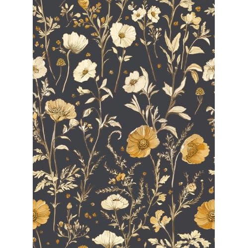 Floral Wallpaper Peel and Stick Dark Leaf Contact Paper Boho 17.7"x78.8" Self Adhesive Wallpaper Removable Vintage Decorative Wall Paper for Bedroom Countertops Cabinet Decor Vinyl Roll