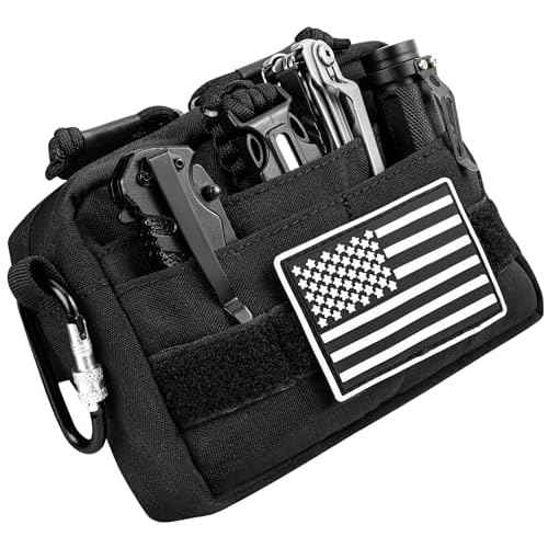 MOZETO Belt Pouches for Men, Water Resistant Small Belt Bag with USA Flag Patch, Pocket Organizer Storage EDC Gear for Work, Travel, Hiking