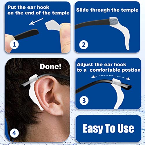 SMARTTOP Clear Eyeglass Ear Grips 20 Pairs - Anti-Slip Silicone Holder, Sports & Reading Glasses, US-s-22a