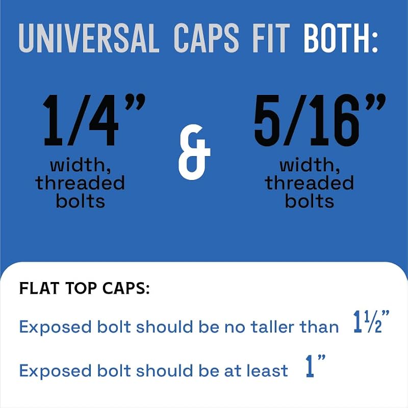 White Flat Top Toilet Bolt Caps 2 Pack - Universal Fit, Made in USA