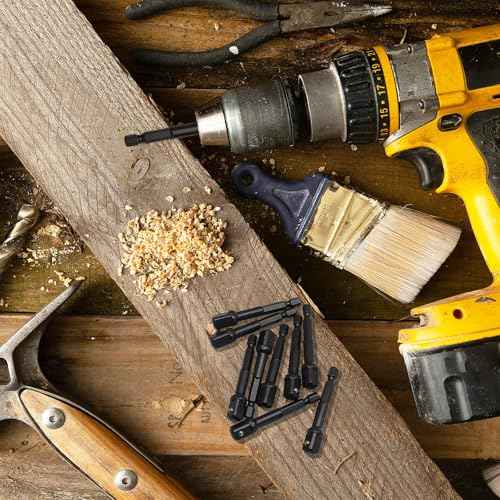 10 Pack 1/4 Inch Square Impact Adapter Bit, Hex Impact Socket Adapter for Drills, Socket Adapter Kit for Impact Driver, Automotive DIY - Black