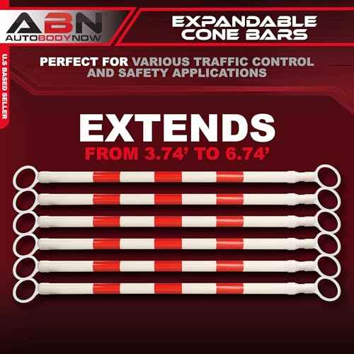 ABN 6PCS Expandable Cone Bar - Reflective Safety Cone Bars, Lightweight Traffic Barricade for Parking Lots, Road Construction, Expandable Safety Cone Bars, Expands 3.7-6.5 Feet