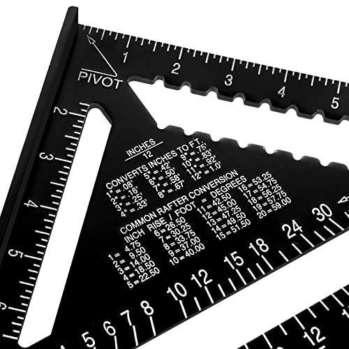 Aluminum 12-inch Rafter Square Professional Carpenter Measuring