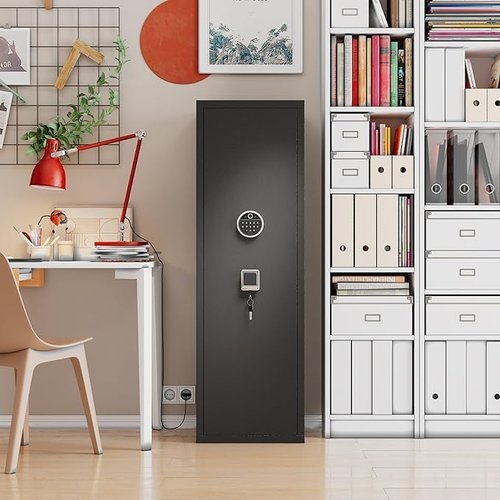 8-12 Fingerprint Gun Safe for Rifles and Pistols,No Assembly Required,Gun Safes for Rifle and Password Lock, Gun Cabinet for Home with Adjustable Shelves