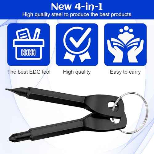 4 Set (8 Pcs) Portable Multifunction Keychain Screwdriver Mini Key Shape Travel Kits Outdoor EDC Screwdriver Keychain Tool Multitool Flathead Phillips Outdoor Cool Gadgets for Men