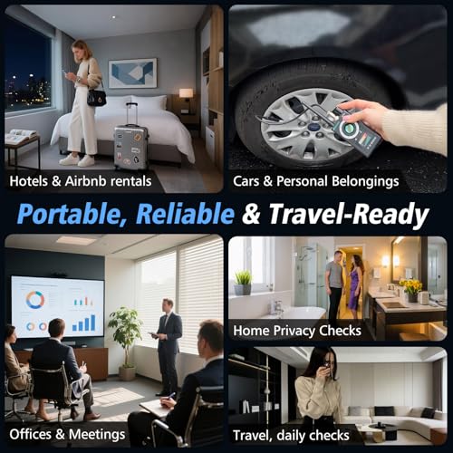 JMDHKK Black Hidden Camera Detector Spy Bug Finder Magnetic Field Scanner Privacy Tool