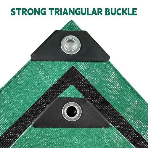 Heavy Duty Green & Black 15x15 ft UV-Resistant Tarp with Grommets - 10 Mil Waterproof Cover