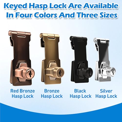 ZYINOZOC 4 Inch Silver Keyed Hasp Lock for Cabinets & Doors - Secure Metal Latch