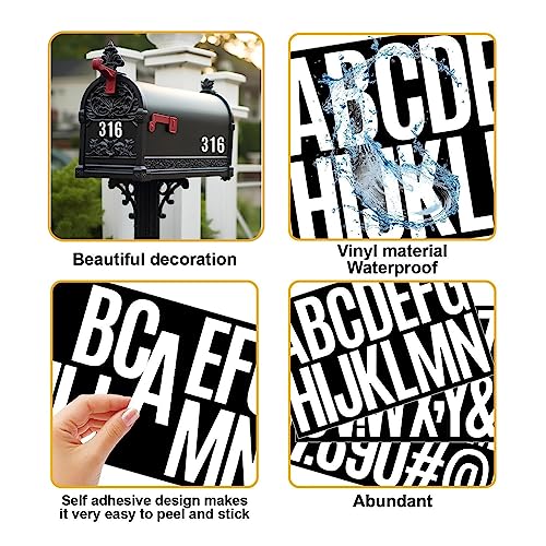 Jiepuxiter Waterproof Alphabet & Number Stickers 2 inch White - Clear Vinyl Decals