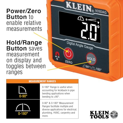 Klein Tools Digital Electronic Level & Angle Gauge - Magnetic, 0-180°