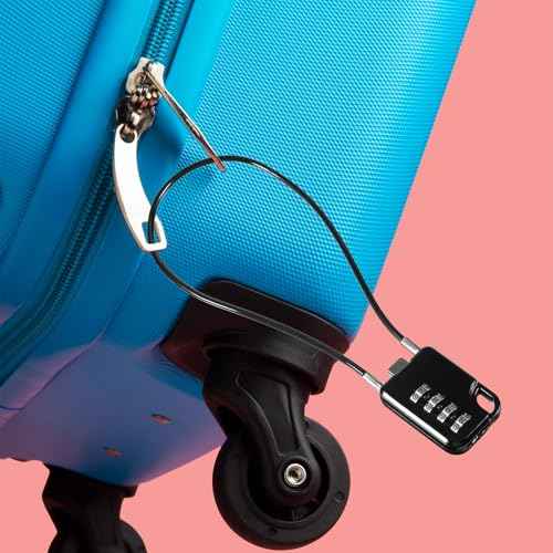 2 PCS Compact Design Resettable 4-Digit Combination Padlock with 12 Inches Long Cable, Small Cable Locks with Combination Durable Stainless Steel Cables Combo Lock Multipurpose Lock for Suitcase, Gym