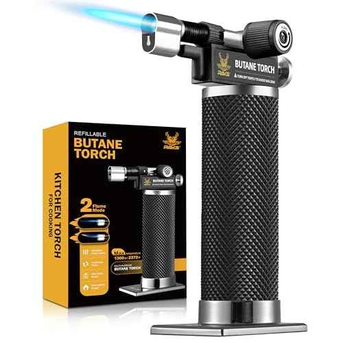 RAVS Butane Torch Lighter, DUAL Flame Mode Kitchen Torch, Refillable Cooking Torch Gun, Creme Brulee Torch Lighter, Blow Torch for Cooking, Welding, Mini Torch Soldering Torch, Butane is Not Included