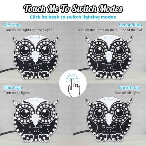 ICSTATION Soldering Learning Kit, Touch Control Owl Light Soldering Project With 3 Light Modes Brightness Adjustment Owl Shaped LED DIY Kit for Beginners School Students Education Christmas Present