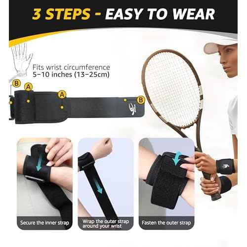 HiRui Wrist Compression Strap Wrist Brace Wrist Wraps for Fitness, Weight Lifting, Tendonitis, Carpal Tunnel Arthritis, Pain Relief, Great Support for Men Women, Adjustable (2 PCS)