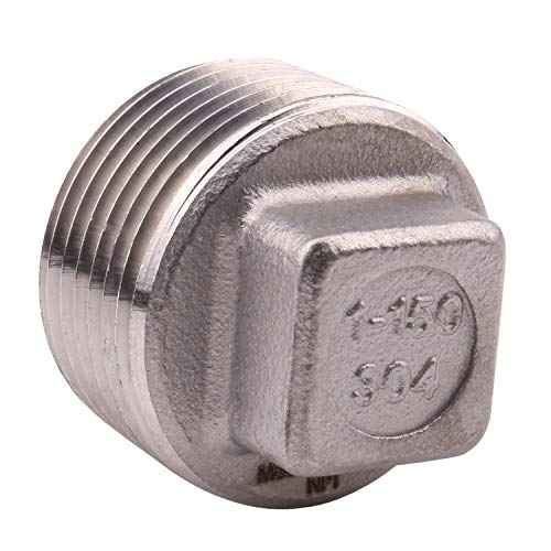 Stainless Steel 304 Cast Pipe Fitting, Square Head Cored Plug, Class 150, 1 Inch NPT Male