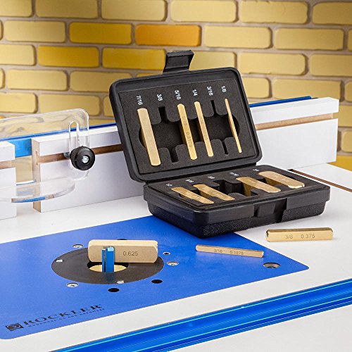 Rockler Precision Brass Setup Bars Master Set (11 sizes) with Case – Height Gauge for Table Saw & Router
