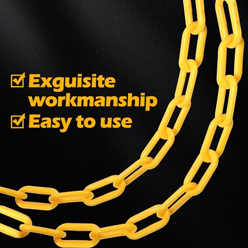 60 Feet Plastic Barrier Chain Yellow,1.5-Inch Link Diameter Safety Barrier Chain£¬Large Plastic Chain£¬6MM Plastic Barrier Chain£¬Plastic Chain Links