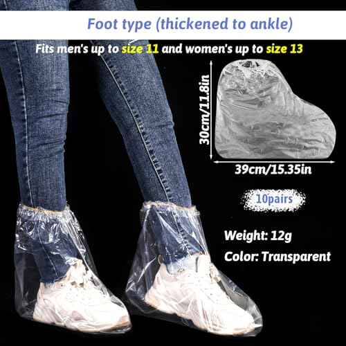 10 Pairs Shoe Covers Boot Covers Plastic Disposable Waterproof Shoe Covers, Shoes Cover for Rain, Rain Boot Shoe Covers, Plastic Boot and Shoe Covers, Non-Slip Outdoor Waterproof Shoe Protectors