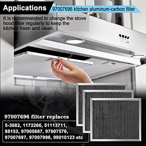 Fetechmate 3-Pack 41F Charcoal Range Hood Filter 8.75 x 10.5 in Replacement Alumin Mesh