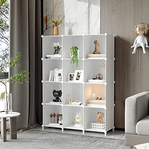 AWTATOS White Cube Storage Organizer Shelves, 12-Cube Closet Shelving