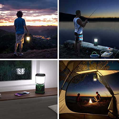 Lepro 1000LM Rechargeable Camping Lantern - Green, 4 Light Modes, Power Bank