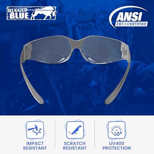 Bifocal Safety Glasses ? Frameless Lightweight Design | Wraparound Lens | ANSI Z87.1+ | Built-In Readers