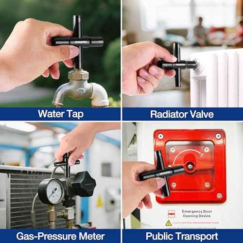 WORKPRO 2PC 4 Way Sillcock Key Set, 40Cr Universal Utility Water Key, 1/4", 9/32", 5/16", 11/32", Multifunctional Heavy-Duty Water Valve Key Tool for Faucet, Spigot, Electric Meter & Cabinet, Black
