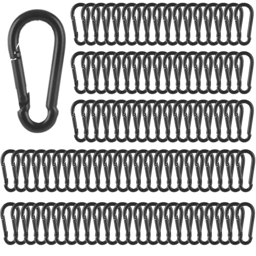 MIVIDE M4 40mm Black Carabiner Clips 100 Pack Heavy Duty Spring Snap Hooks