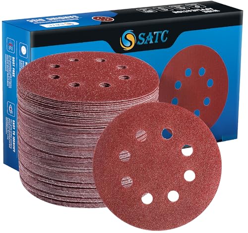 72 Assorted Grit 5 Inch Hook and Loop Sanding Discs for Orbital Sanders - 40/60/80/120/180/240/320 Grits