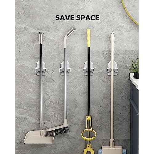 Plastic Broom Holder Wall Mount, White, 4 Count