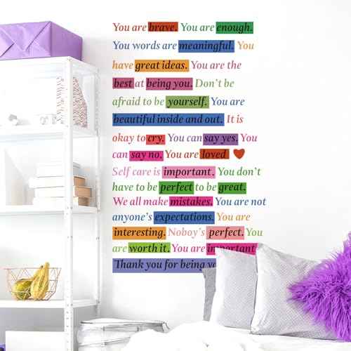 Colorful Inspirational Wall Decals Positive Saying Wall Stickers Motivational Mural Art Decor for Kids Baby Nursery Classroom Bedroom Living Room Wall