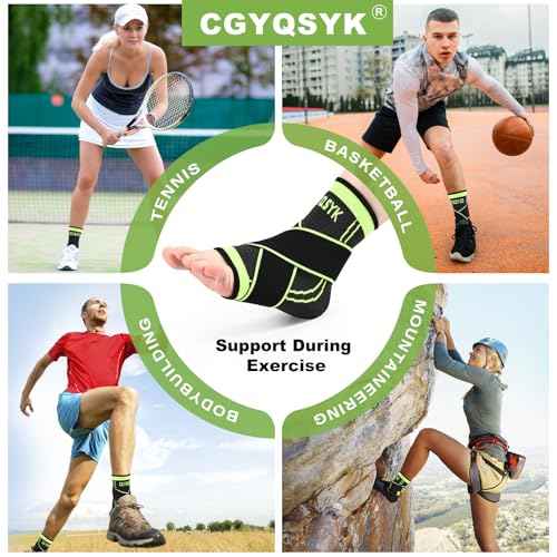 Ankle Brace, Adjustable Compression Ankle Support Men & Women, Strong Ankle Brace Sports Protection, Stabilize Ligaments-Eases Swelling and Sprained Ankle£¨ Large, Green, 1