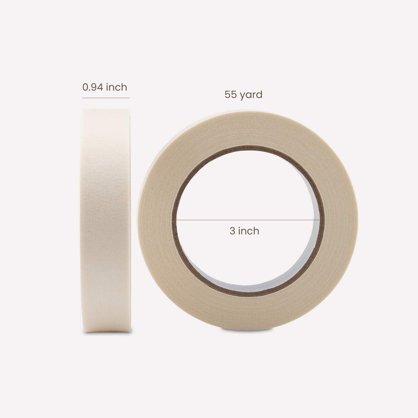 Lichamp Masking Tape 1 inch, 2 Pack General Purpose Beige Masking Tape White Masking Paper, 1 inch x 55 Yards x 2 Rolls (110 Total Yards)