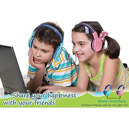 SIMOLIO Kids Bluetooth Headphones with Microphone, Wireless Childrens Headphones with Safe Volume, Foldable Adjustable Headband, Over-Ear Headsets for Boys Girls Toddler Tablet Travel Airplane Blue