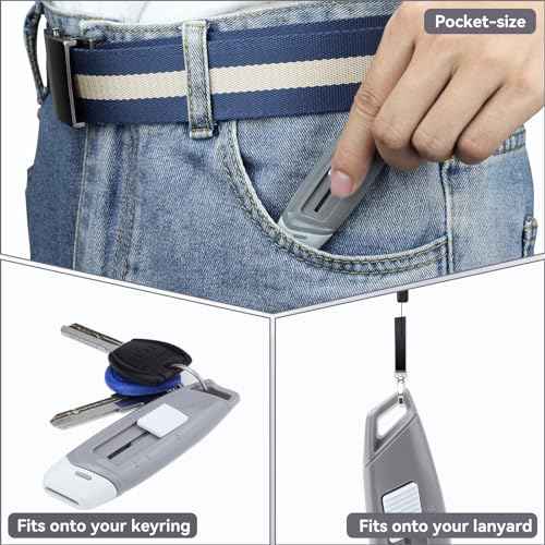 Steelite Mini Ceramic Box Cutter, 2-Stage Retractable Box Opener, Mini Magnetic Package Opener with Safety Lock, Small Utility Knife Ceramic Blades with Keychain Hole 3-pack