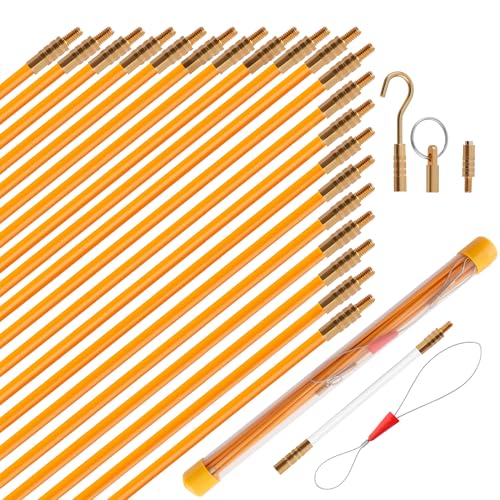 22FT Fiberglass Wire Fishing Rod Kit for Cable & Wire Pulling with Attachments