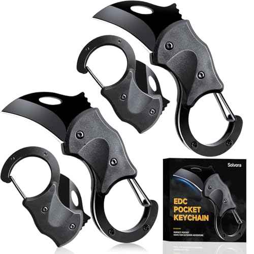 2 Pack Pocket Knife, EDC knife for Men & Women - 1.34 Inch blade, Mini Folding Cool Gadgets for Everyday Carry Folding Knife,self defense keychain .Stocking Stuffers Gifts for Him Men Husband (2 Black)