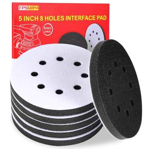 6 Pack 5 Inch 8 Holes Interface Pad, 5¡± Orbital Sander Foam Pad for in Sander, Hook and Loop Soft Sponge Cushion Buffing Sanding Disc Backing Pads (Set of 6)
