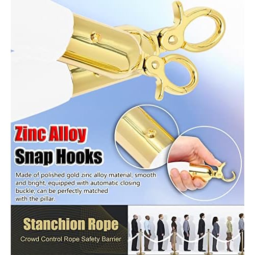 5 Ft Velvet Stanchion Ropes White, 4 Pack Crowd Control Rope Safety Queue Barrier with Gold Hook, VIP Rope for Party Events Decor