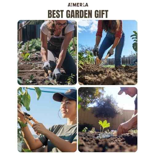 Aimerla Gardening Tool Set of 5 Heavy Duty Aluminum Garden Tools with Non-Slip Rubber Grip, Fashion Garden Bag, Durable Hand Tools for Gardener, Weeding, Gardening Gifts for Women,Men - Floral