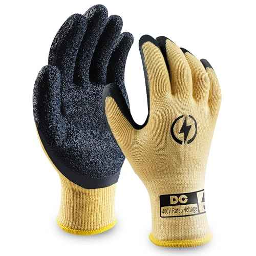 Insulated Electrician Gloves 400V High Voltage Resistant Flame Retardant Work Gloves, Electrical Rubber Non-slip Texture Design for Electricians Prevent Shock