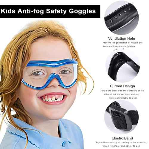 Kids Safety Goggles, Kids Lab Goggles,Soft silicone nose cushion and adjustable headband