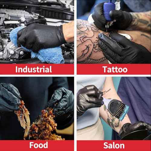 Disposable Nitrile Gloves, 5Mil Chemical Resistant Powder-Free Latex-Free Glove Exam Cook Tattoo, Black Blue 100Pcs