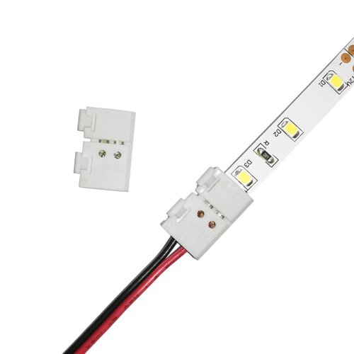 Biantie La 2-Pin 8mm LED Connectors Solderless Unwired Clips - DIY Strip to Wire Quick Connection for 12v 24v Single Color SMD 3528 2835 Tape Lights (Pack of 10)
