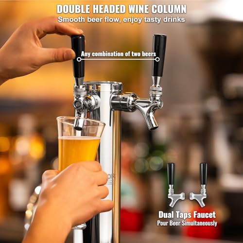 VEVOR Dual Tap Kegerator Tower Kit for Home Use – Stainless Steel beer faucet