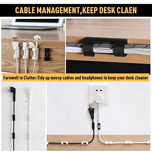 40 Pack Transparent Self-Adhesive Cable Clips - Strong Wire Organizer for TV, PC, Home & Office
