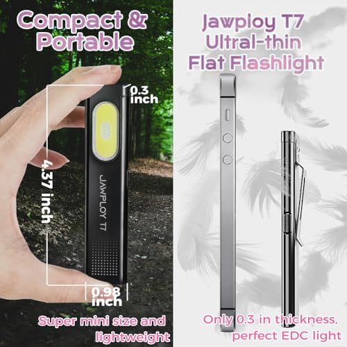 Pocket Flashlight Rechargeable EDC Flashlight, 675LM£¬ Dual Light Source with 7 Modes/Red & Blue Strobe, Clip-on Light, IPX4 Magnetic LED Flashlight for Emergency, Signaling/Cycling/Outdoor