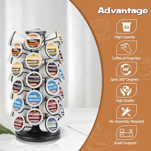 BLACKSMITH FAMILY Carousel K-Cup Holder, 40-Pod Capacity, Black - Standard