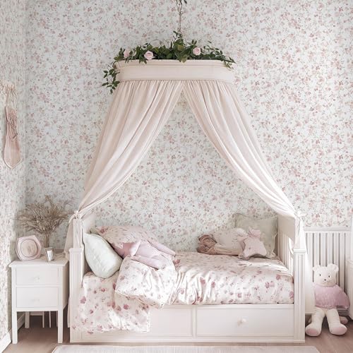 Fiula Peel and Stick Nursery Wallpaper Pink Cherry Blossom 17.3 x 78.7 inches Waterproof